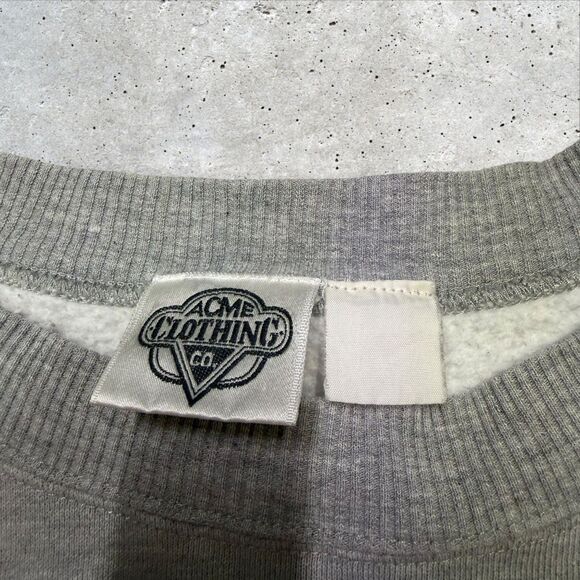 1992 Acme Clothing Looney Tunes Embroidered Characters Sweatshirt Gray Sz L/XL - Picture 8 of 11